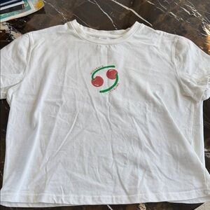 White Graphic Crop Top